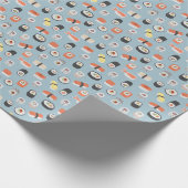Sushi Nigiri Maki Roll Pattern Blue Geschenkpapier (Ecke)