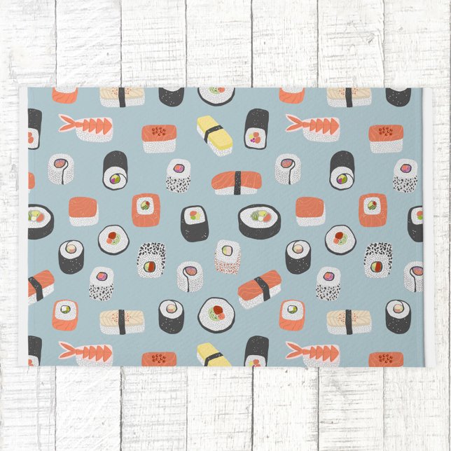 Sushi Nigiri Maki Roll Pattern Fußmatte (Japanese sushi fun food themed doormat)