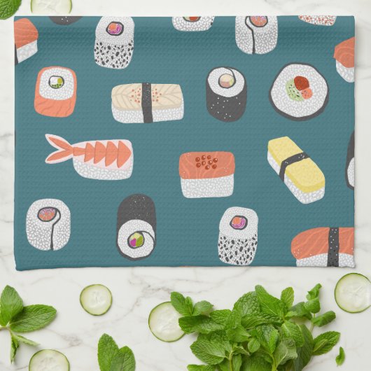 Sushi Nigiri Maki Roll Pattern Geschirrtuch (Gefaltet)