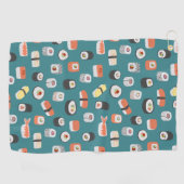 Sushi Nigiri Maki Roll Pattern Green Golfhandtuch (Horizontal)
