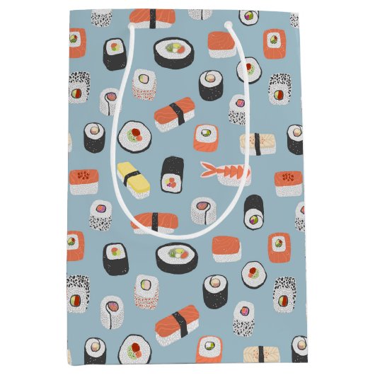 Sushi Nigiri Maki Roll Pattern Mittlere Geschenktüte (Vorderseite)