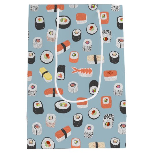 Sushi Nigiri Maki Roll Pattern Mittlere Geschenktüte (Rückseite)