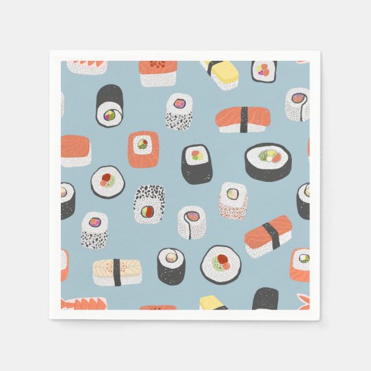 Sushi Nigiri Maki Roll Pattern Serviette (Vorderseite)