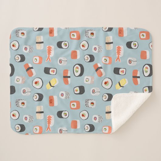 Sushi Nigiri Maki Roll Pattern Sherpadecke (Vorderseite (Horizontal))