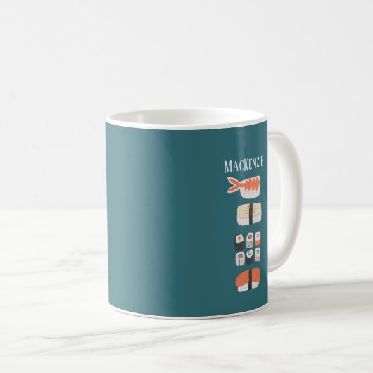 Sushi Nigiri Sashimi Maki Roll Individuelle Name Kaffeetasse (VorderseiteRechts)