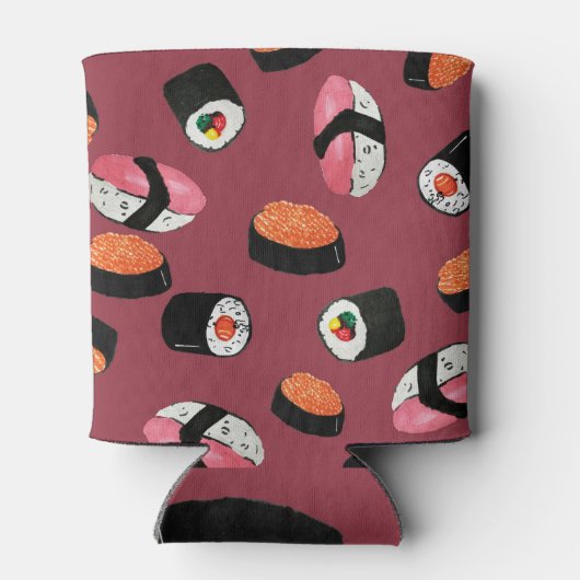 Sushi Onigiri Rolls: Nahtlose Illustration Dosenkühler (Rückseite)