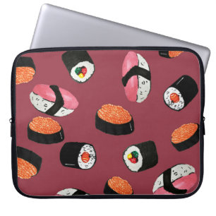 Sushi Onigiri Rolls: Nahtlose Illustration Laptopschutzhülle