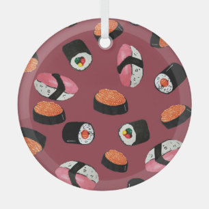 Sushi Onigiri Rolls: Nahtlose Illustration Ornament Aus Glas