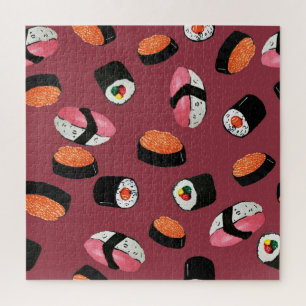 Sushi Onigiri Rolls: Nahtlose Illustration Puzzle