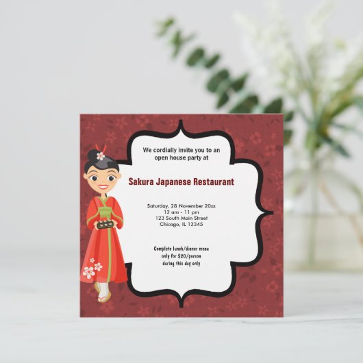 Sushi Open House Einladung (Stehend Vorderseite)