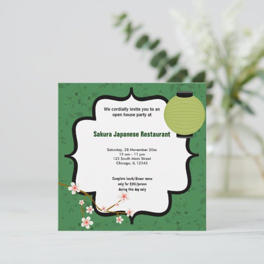 Sushi Open House Einladung (Stehend Vorderseite)