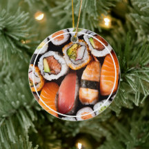 Sushi Ornament mit Meldung und Datum auf der Rücks