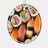 Sushi Ornament mit Meldung und Datum auf der Rücks (Links)