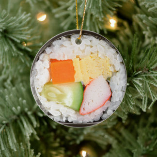 Sushi Ornament mit Meldung und Datum auf der Rücks