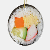 Sushi Ornament mit Meldung und Datum auf der Rücks (Links)