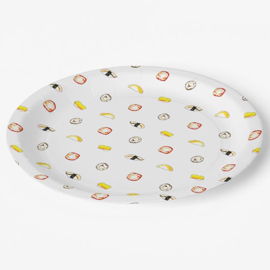 Sushi-Papierplatte Pappteller (Schrägansicht)