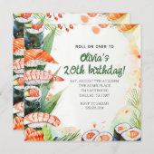 Sushi Party Birthday Einladung (Vorne/Hinten)