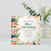 Sushi Party Birthday Einladung (Stehend Vorderseite)