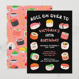 Sushi Party birthday Invitation Einladung