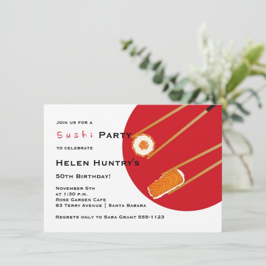 Sushi Party Custom Einladung (Stehend Vorderseite)