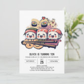 Sushi Party Editable Birthday Einladung (Stehend Vorderseite)