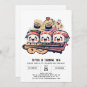 Sushi Party Editable Birthday Einladung (Vorne/Hinten)
