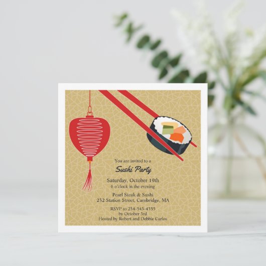Sushi Party Einladung (Stehend Vorderseite)