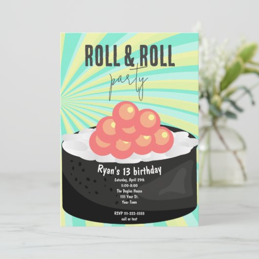 Sushi Party Einladung (Stehend Vorderseite)