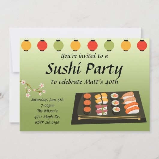 Sushi-Party Einladung (Vorderseite)