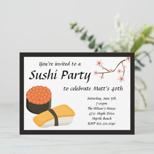 Sushi-Party Einladung (Stehend Vorderseite)