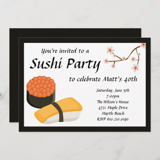 Sushi-Party Einladung (Vorne/Hinten)