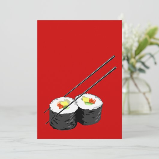 Sushi-Party Einladung (Stehend Vorderseite)