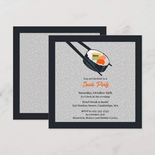 Sushi Party Einladung (Vorne/Hinten)
