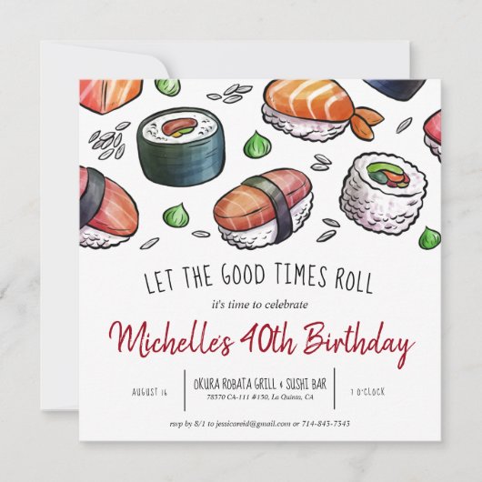 Sushi Party Einladung (Vorderseite)