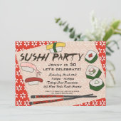 Sushi-Party Einladung (Stehend Vorderseite)