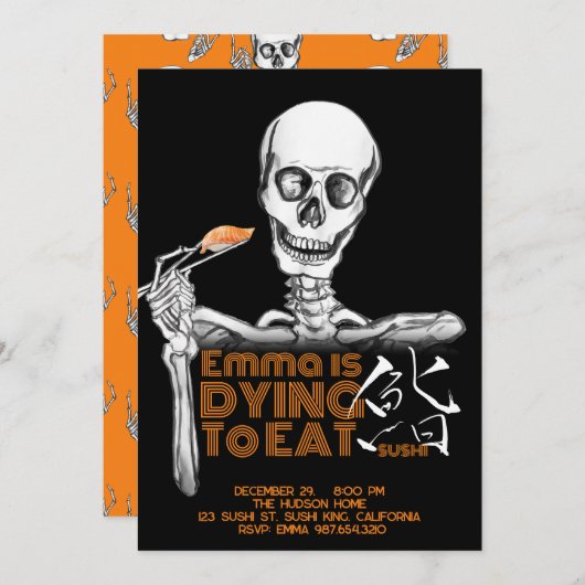 SUSHI-Party Einladungen (Vorne/Hinten)