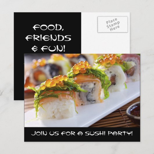 Sushi-Party Einladungen (Vorne/Hinten)