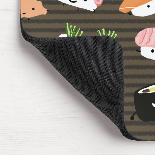 Sushi Party - Fun Sushi Characters Pattern Mousepad (Ecke)