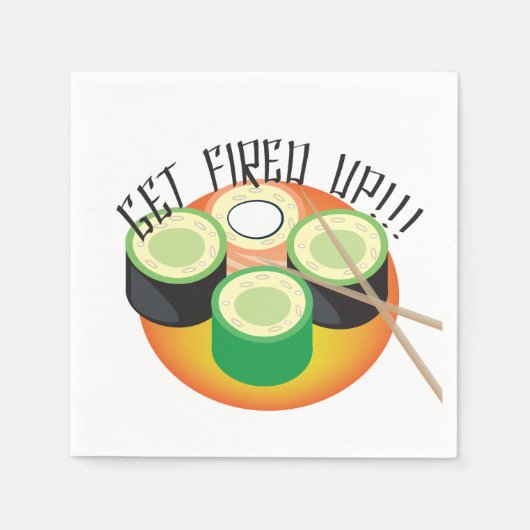 Sushi Party Hibachi Cucumber Chopsticks Pattern Serviette (Vorderseite)
