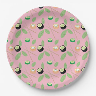 Sushi Party Hibachi Sushi Rolls und Chopsticks Pappteller