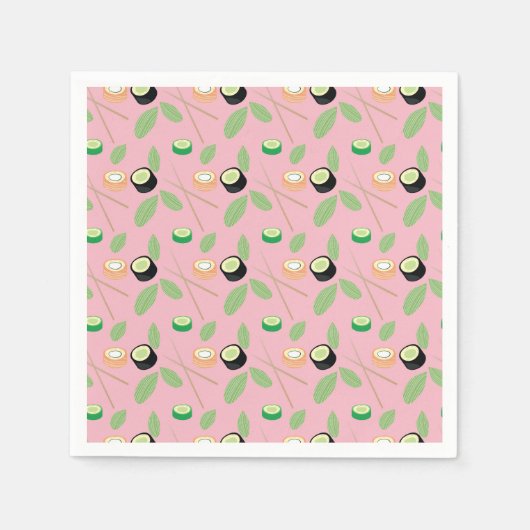 Sushi Party Hibachi Sushi Rolls und Chopsticks Serviette (Vorderseite)