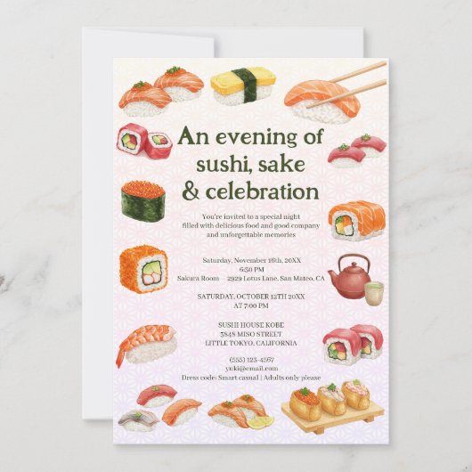 Sushi Party Invitation Einladung (Vorderseite)