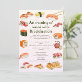 Sushi Party Invitation Einladung (Stehend Vorderseite)