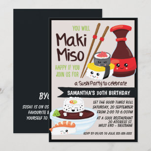 Sushi-Party Kawaii-Einladung Einladung