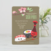 Sushi Party Kawaii Personalize Japanisch Themed Th Einladung (Stehend Vorderseite)