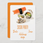 Sushi Party Lachs Modernes japanisches Party Einladung (Vorne/Hinten)