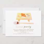 Sushi Party Modern White Birthday Einladung (Vorderseite)