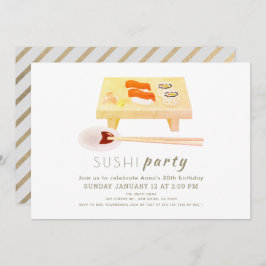 Sushi Party Modern White Birthday Einladung
