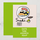 Sushi Party Modernes japanisches Party Einladung (Vorne/Hinten)