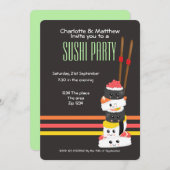Sushi Party Niedlich Kawaii Personalize Japanisch Einladung (Vorne/Hinten)